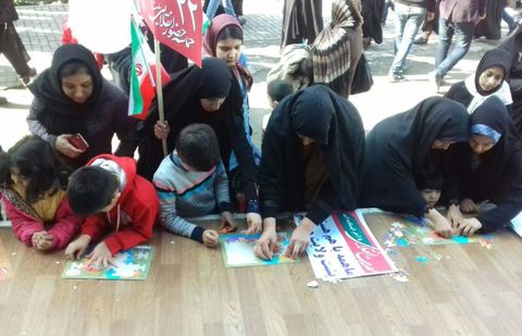 برپایی ایستگاه فرهنگی‌هنری کانون و حضور پرشور کودکان و نوجوانان گلستانی در راهپیمایی 22 بهمن
