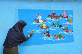 اجرای نقاشی روی دیوار و معرفی تاریخ صفویان توسط اعضای کانون اردبیل(۱)