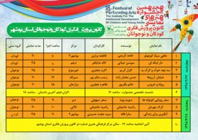 جدول زمان‌بندی هجدهمین جشنواره هنرهای نمایشی کانون استان بوشهر اعلام شد