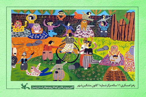آثار برگزیدگان اعضای کانون استان اردبیل در مسابقه نقاشی «بازی‌های بومی‌محلی»
