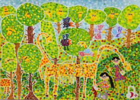 جایزه بزرگ مسابقه  نقاشی محیط زیست«کائو» ژاپن در دست کودک خوزستانی