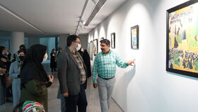 بازدید مدیرکل و اعضای هنرمند مراکز استان از نمایشگاه نقاشی قهوه خانه ای