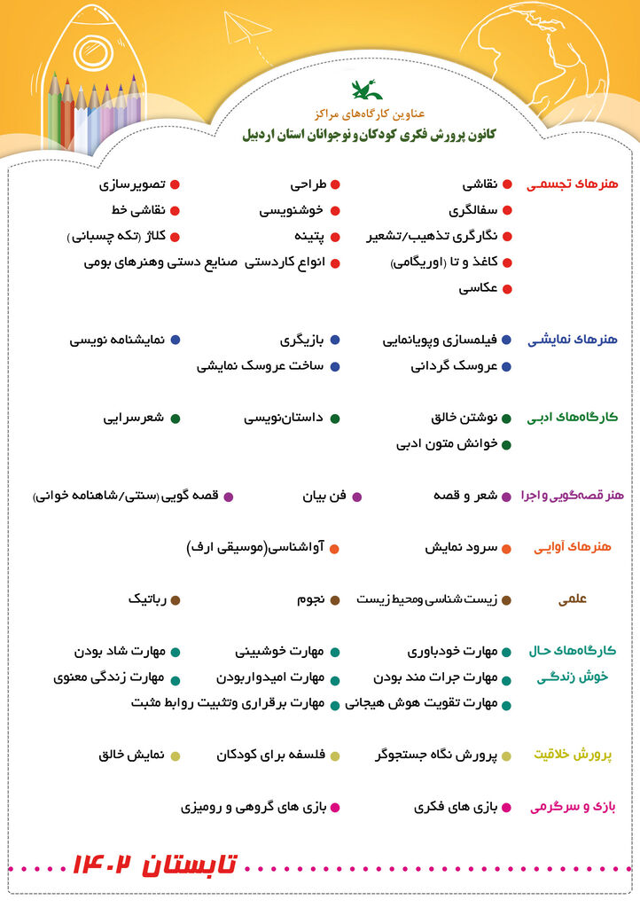 ثبت‌نام کارگاه‌های تابستانی مراکز کانون استان شروع شد