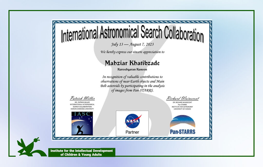 Kanoon Members in Asteroid Search Received International Certificate Kanoon Members in Asteroid Search Received International Certificate
