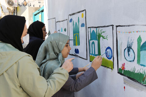 اجرای نقاشی دیواری کودکان و نوجوانان ساروی با موضوع مهدویت