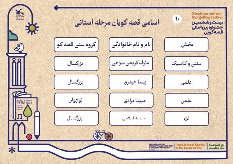 اعلام اسامی راه یافتگان به بیست و ششمین جشنواره بین‌المللی قصه‌گویی مرحله استانی هرمزگان