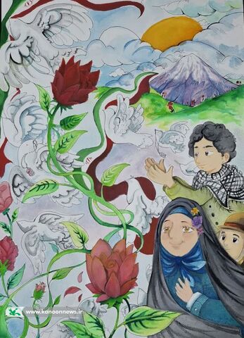 آثار نقاشی کودکان و نوجوانان گلستانی با موضوع وعده‌صادق۳