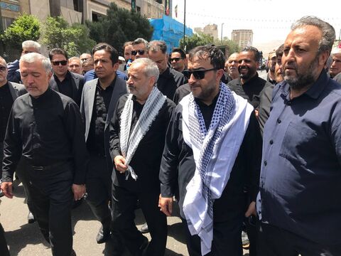 حضور وزیر آموزش و پرورش و مدیرعامل کانون در تشییع پیکر شهدای تجاوز رژیم صهیونیستی