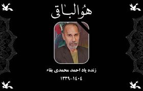 پیام تسلیت مدیرکل کانون پرورش فکری کرمان در پی درگذشت احمد محمدی بقاء