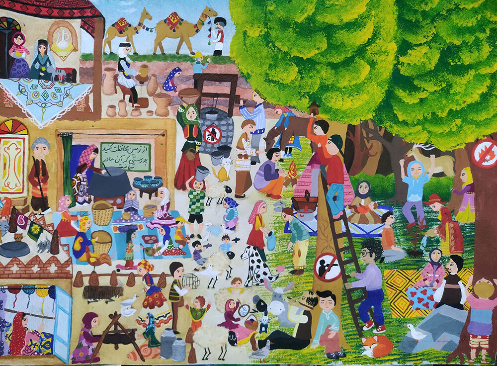 سنا خدایی 13 ساله از کانون بشرویه استان خراسان جنوبی International Environmental Children's Drawing Contest Awards Went to Eight Iranian Children and Adolescents