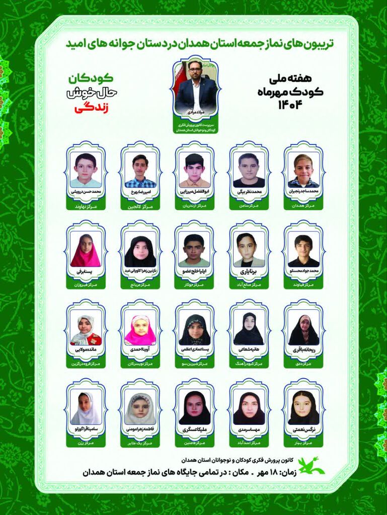 تریبون نماز جمعه همدان در دستان جوانههای امید