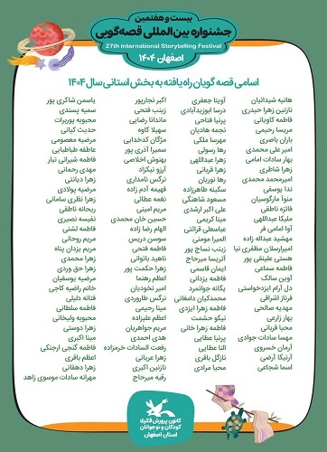 راه‌یافتگان مرحله استانی جشنواره بین‌المللی قصه‌گویی استان اصفهان معرفی شدند