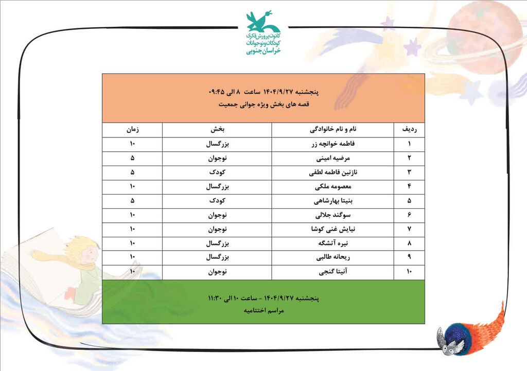 برگزاری بخش ویژه «جوانی جمعیت» شاخه استانی در بیست‌وهفتمین جشنواره بین‌المللی قصه‌گویی در خراسان جنوبی