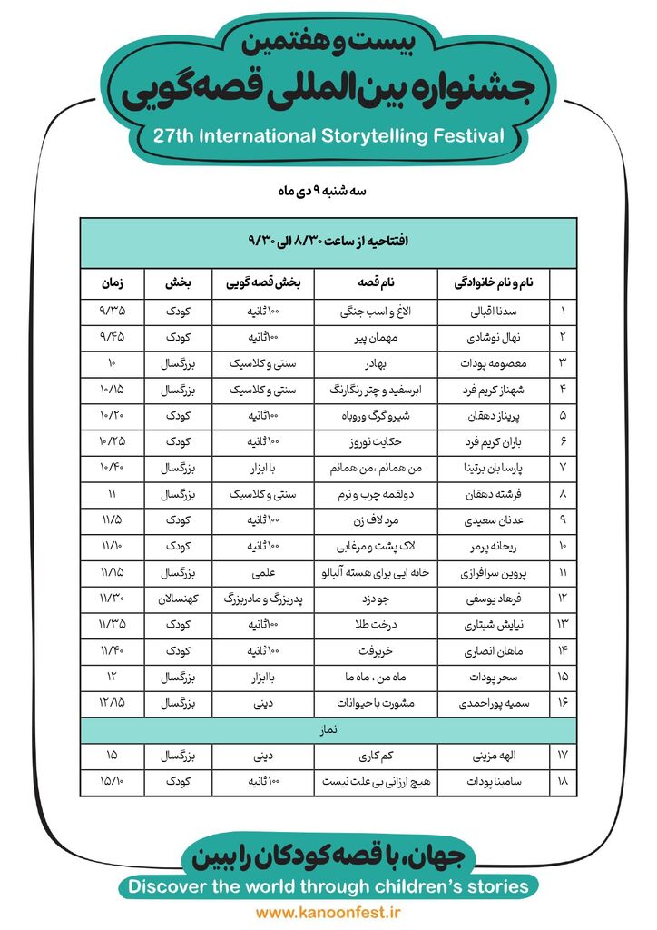 پرواز قصه ها در بیست و هفتمین جشنواره  بین المللی قصه‌گویی در آسمان هرمزگان