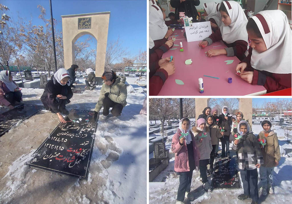 ادای احترام اعضای مرکز فرهنگی‌هنری کانون رضی به شهدای انقلاب و دفاع مقدس