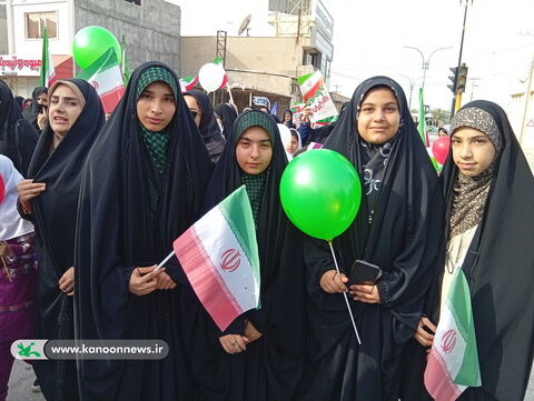 حضور فعال مربیان و اعضا مراکز کانون استان بوشهر در راهپیمایی یوم الله ۲۲بهمن