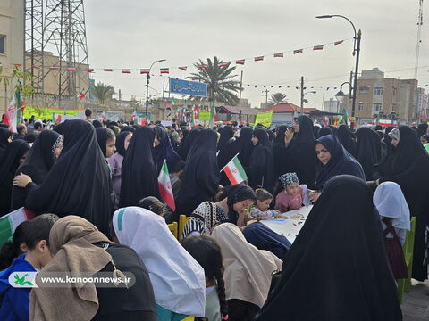 حضور فعال مربیان و اعضا مراکز کانون استان بوشهر در راهپیمایی یوم الله ۲۲بهمن