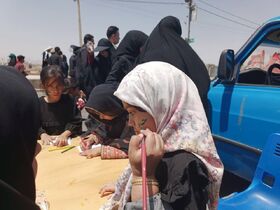 ایستگاه فرهنگی و هنری کانون پرورش فکری سیستان و بلوچستان در مسیر پیاده روی جاماندگان اربعین