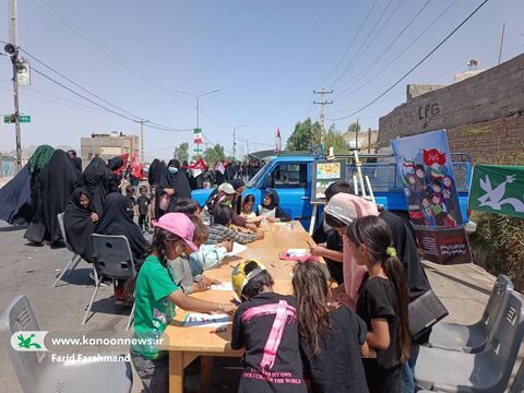 ایستگاه فرهنگی و هنری کانون پرورش فکری سیستان و بلوچستان در مسیر پیاده روی جاماندگان اربعین