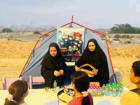 موکبی برای کودکان و نوجوانان جا مانده از پیاده روی اربعین