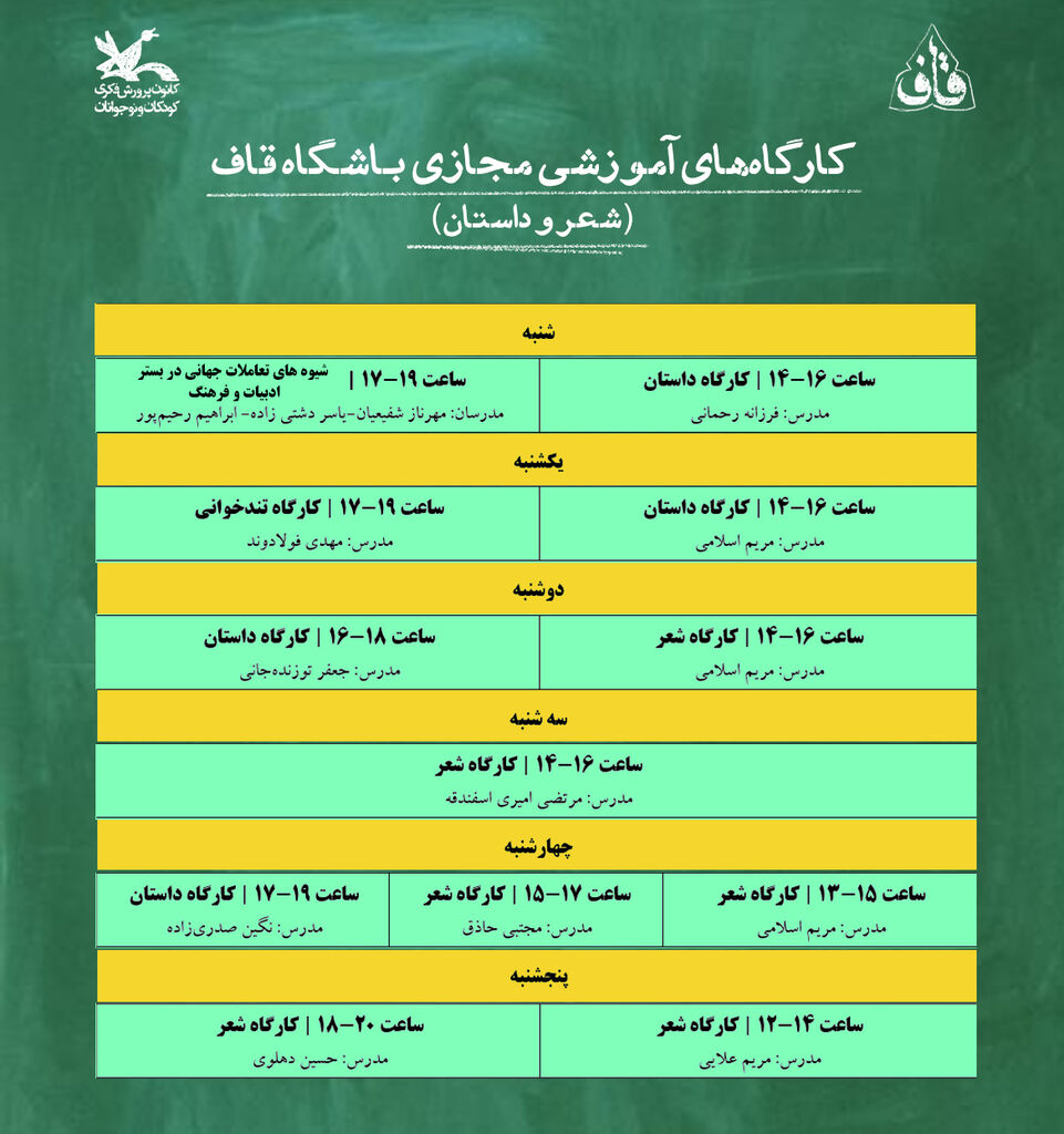 برگزاری دوره جدید کارگاههای آموزشی مجازی باشگاه قاف